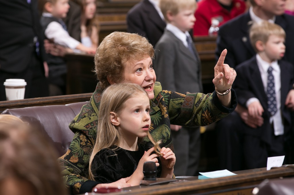 Rep. Clibborn and family on the House Floor celebrating Children's Day 2013