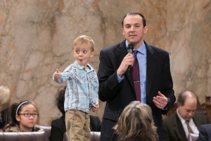 My two-year-old son Brayden joined me on the floor for Children's Day.