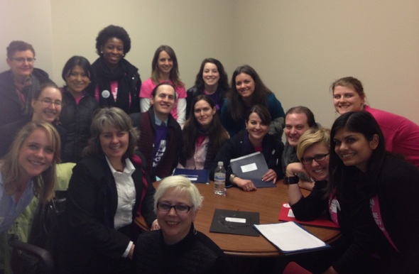 Visiting with Planned Parenthood volunteers and lobbyists 
