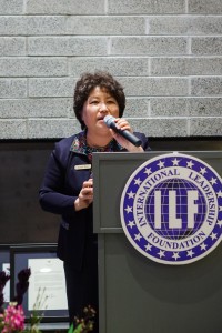 Rep. Cindy Ryu speaking to the International Leadership Foundation meeting in North Seattle.