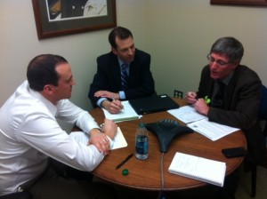 Rep. Riccelli with Sen. Andy Billig and Rep. Timm Ormsby, taking questions from constituents at last week's Telephone Town Hall