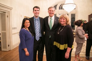 Rep. Steve Bergquist and his wife Avanti with Gov. Jay Inslee and First Lady Trudi Inslee at the state governor's mansion at a bipartisan reception for state lawmakers from the House and Senate.