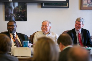 Gov. Jay Inslee meets with the House Democratic Caucus. Rep. Eric Pettigrew, Rep. Frank Chopp, Rep. Pat Sullivan.