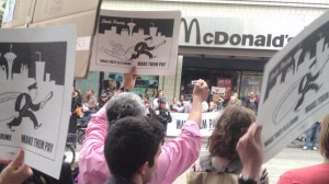 fast food protest, workers, unions, minimum wage, labor