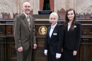 Representative Springer with Pages Cameron Hudson and Maddie Nance Suhyoon Cho