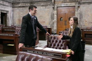 Senator Fain with Page Breanna Strobele Aaron Barna