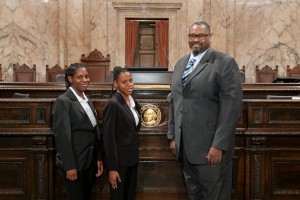 Representative Pettigrew with Pages Linda Pettigrew and Miracle Adams Kathy Strauss