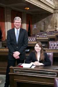 Representative Sullivan with Page Courtney Jensen Aaron Barna