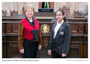 Representative Clibborn with Page Mikaela Francis Suhyoon Cho
