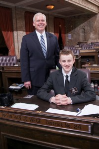 Representative Van De Wege with Page Luke Anderson Kathy Strauss