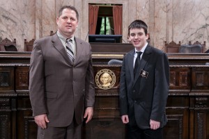 Representative Blake with Page Aaron Dyer Kathy Strauss