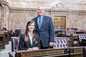 Representative Van De Wege with Page Taylor Tracer Suhyoon Cho