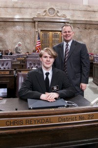 Representative Reykdal with Page Joseph Cramer Kathy Strauss