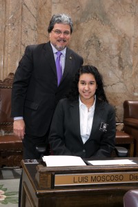 Representative Moscoso with Page Arlet Astorga Steven M. Herppich