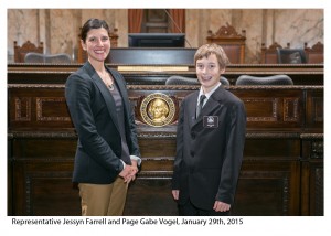 Rep. Farrell with Page Gabe Vogel Legislative Support Services