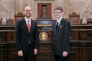 Rep. Drew Hansen with page Jacen Bartlett