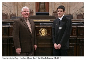 Rep Sam Hunt with page Cody Castillo Washington State Legislative Sup
