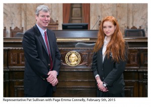 Rep. Sullivan with Page Emma Connelly Legislative Support Services