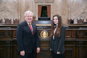 Rep. Morris with page Lena Stavig Legislative Support Services
