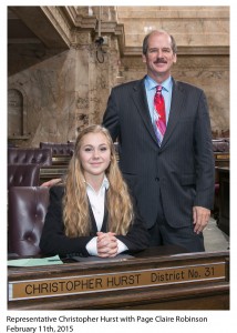 Rep. Hurst with Page Claire Robinson Legislative Support Services