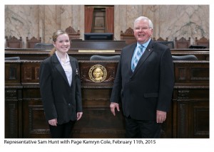 Rep. Hunt with page Kamryn Cole Legislative Support Services