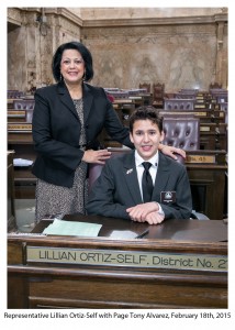 Rep. Ortiz-Self with page Tony Alvarez Legislative Support Services