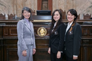 Rep. Santos with pages Hana Fedorenko and Yoko Fedorenko Legislative Support Services