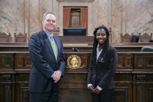 Rep. Hunter with page Adesuwa Agbonile Legislative Support Services