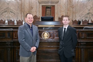 Rep. Reykdal with page Cole Hicks Legislative Support Services