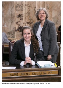 Rep. Laurie Jinkins with Page Amaya Fox Legislative Support Services