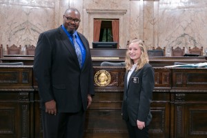 Rep. Eric Pettigrew with Page Moriah Miller Washington State Legislative Sup
