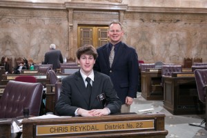 Rep. Reykdal with Page Zachary Lewis Legislative Support Services