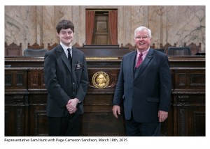 Rep. Sam Hunt with Page Cameron Sandison Legislative Support Services