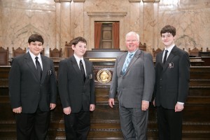 Rep. Sam Hunt with Pages Cameron Sandison, Ozi Goldstein and Brandon Dille Legislative Support Services