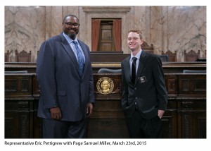 Rep. Eric Pettigrew with Page Samuel Miller Legislative Support Services