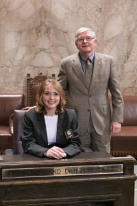 Rep. Dean Takko with Page Kali Prescott Legislative Support Services