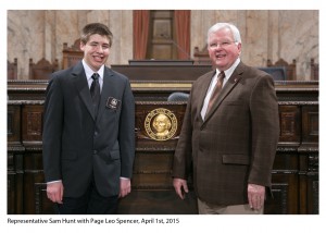Rep. Hunt with page Leo Spencer Legislative Support Services