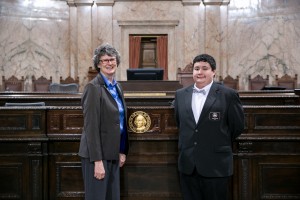 Rep. Cody with page Aaron Stoner Legislative Support Services
