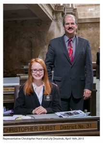 Rep. Hurst with page Lily Drozynski Legislative Support Services
