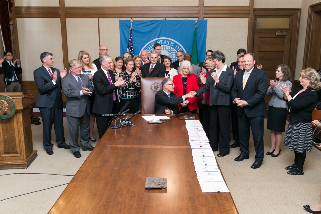 All Payers Claims Database bill signing with Governor Inslee and Representative Cody