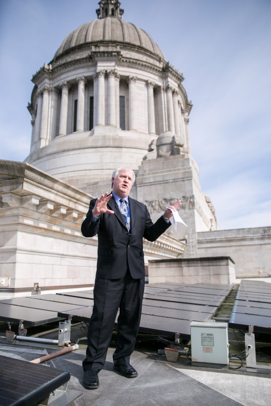 Rep. Morris records a segment regarding the benefits of solar power