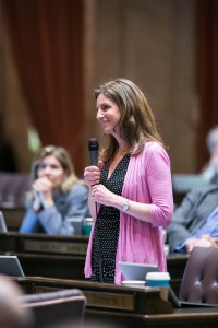 The Washington State House of Representatives convenes for floor session to debate House Bill 1356, regarding sick and safe employment leave, March 3, 2015, the 51st day of the legislative session.