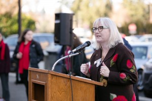 The rally for Housing and Homelessness Advocacy Day held at the Washington State Capitol in Olympia, February 2, 2016. Speakers included Rep. Joan McBride, Senator Mark Miloscia and Rep. June Robinson.