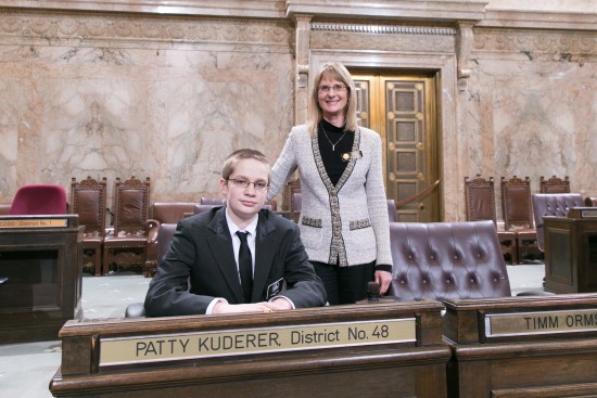 Rep. Kuderer with page Reeve Boyer