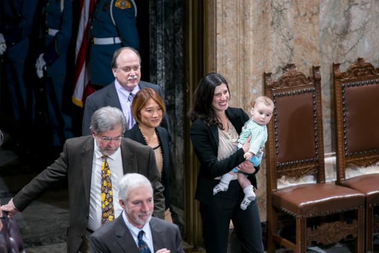 Entering the House Chamber with my son Julian on the first day of last year's session