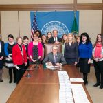 Rep. Tina Orwall at the Bill Signing ceremony of HB 2530, Tracking Rape Kits, on Apr 1, 2016