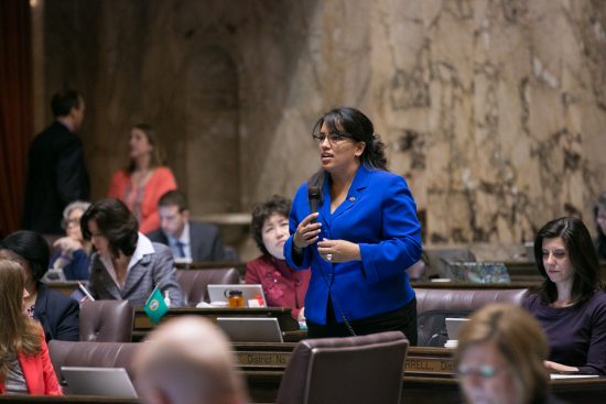 Kristine Reeves speaking on the floor