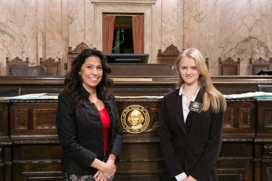 House Page Alina with Rep. Monica Stonier