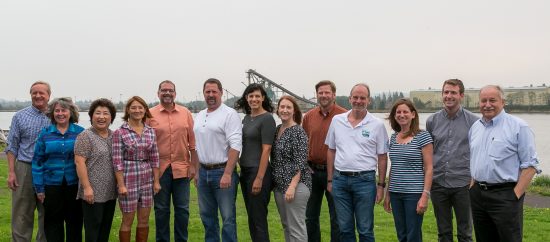 Lawmakers from around the state came to Aberdeen's Rotary Log Pavilion for the first top of a rural development listening tour. From left to right: Rep. Steve Tharinger (D-24th District), Rep. Gael Tarleton (D-36th), Rep. Cindy Ryu (D-32nd), Rep. Strom Peterson (D-21st), Rep. Brian Blake (D-19th), Rep. Nicole Macri (D-43rd), Rep. Noel Frame (D-36th), Rep. Mike Chapman (D-24th), Rep. Jake Fey (D-27th), Rep. Tana Senn (D-41st), Rep. Joe Fitzgibbon (D-34th) and Speaker of the House Frank Chopp (D-43rd). Photo by Linda Barnfather, courtesy of the Washington state Legislature.