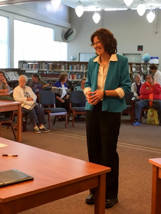 Christine Kilduff at a Town Hall on September 30